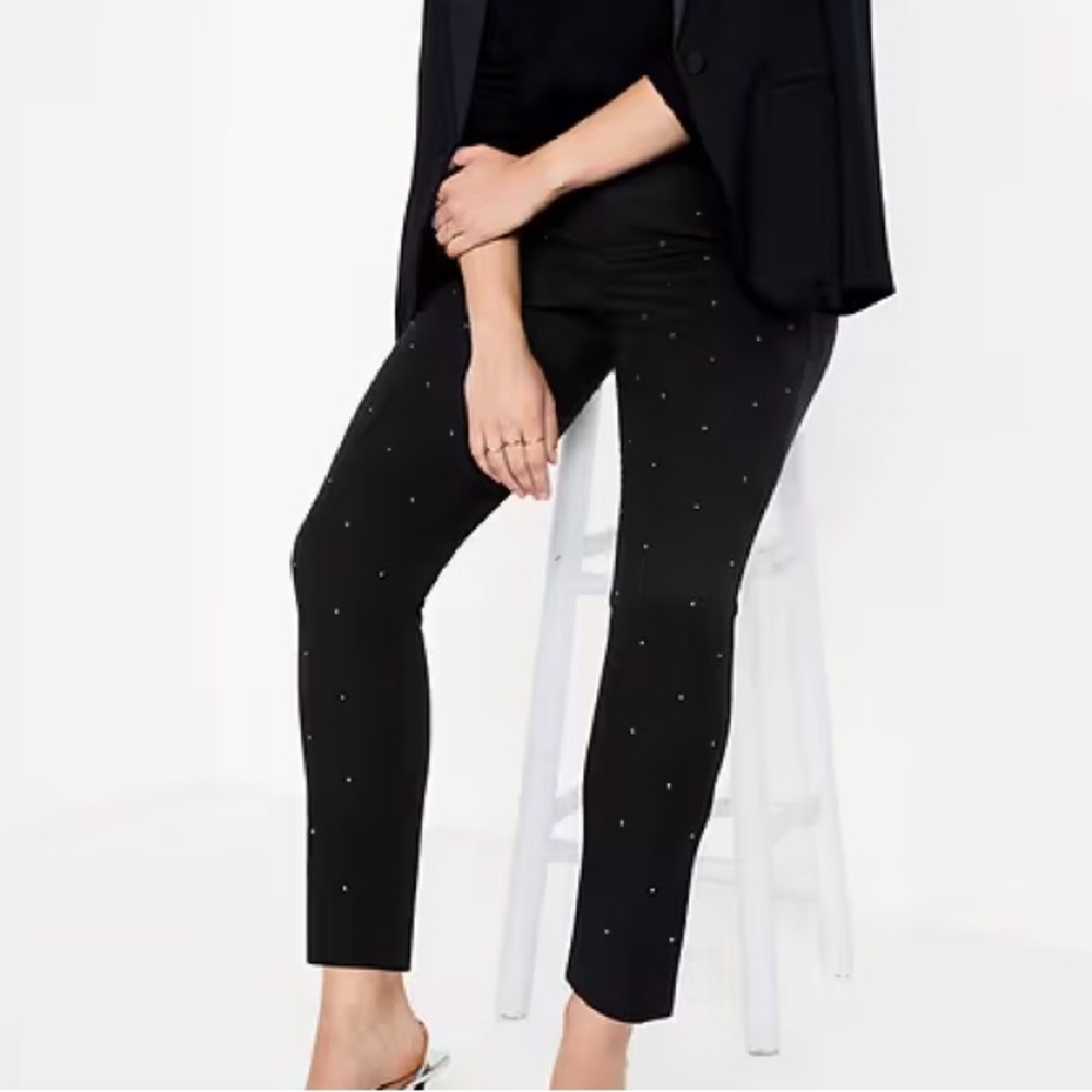 Old Navy Black Rhinestone High Rise Pixie Skinny Pants - Picture 10 of 11